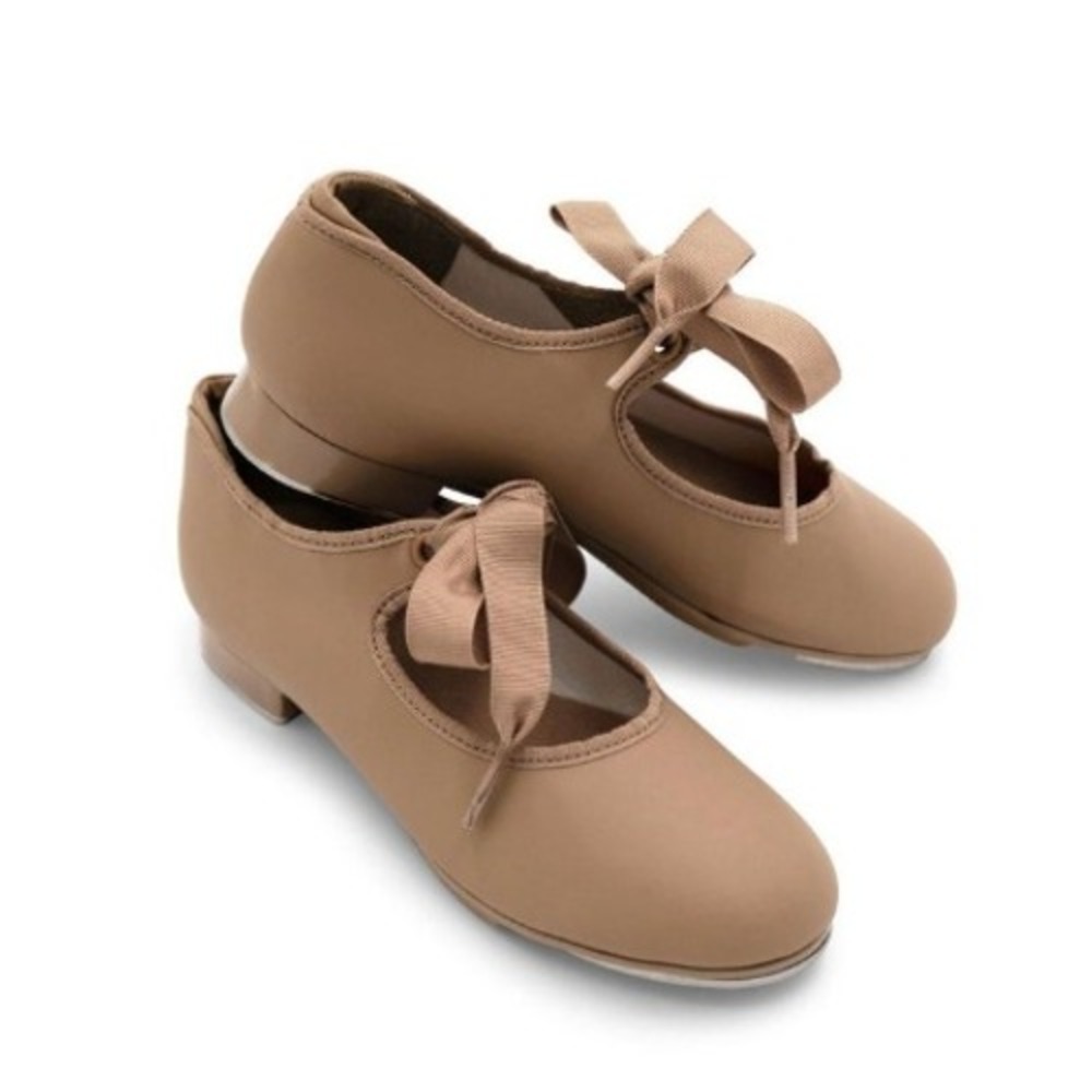 Future Star Tap Shoe Mary Jane Dance NWT 8.5 Child Tan Ribbon Tie